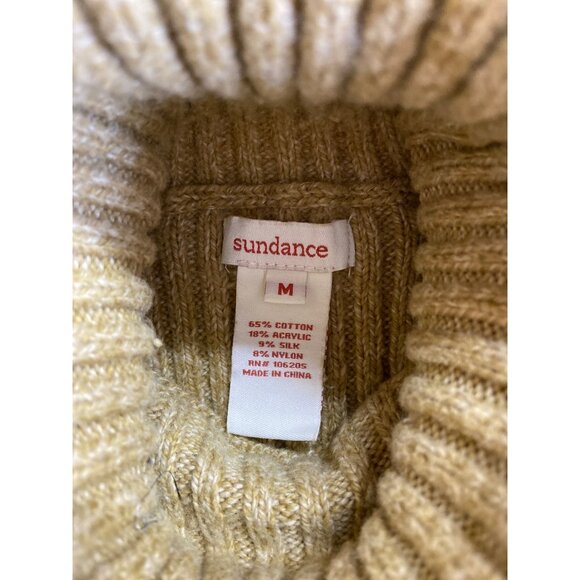 Sundance Turtleneck Sweater M Beige Ribbed Knit  Pullover Cozy Chic Minimalist - Picture 4 of 7